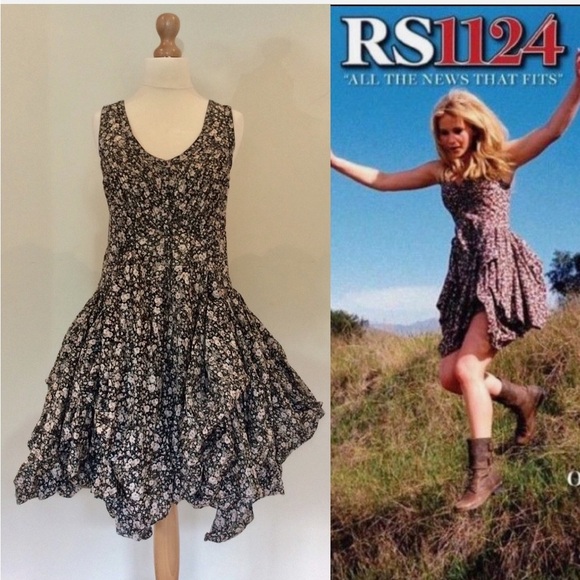 Allsaints x Spitalfields Ditzy Ezra Black Multi Floral Parachute Dress Size 8 - Picture 2 of 16